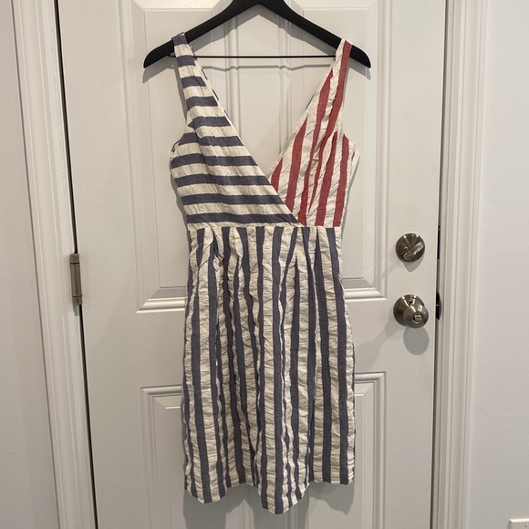 Rachel Antonoff Cotton Crinkle Red White and Blue Striped Dress Women’s Size 2 - Picture 2 of 4
